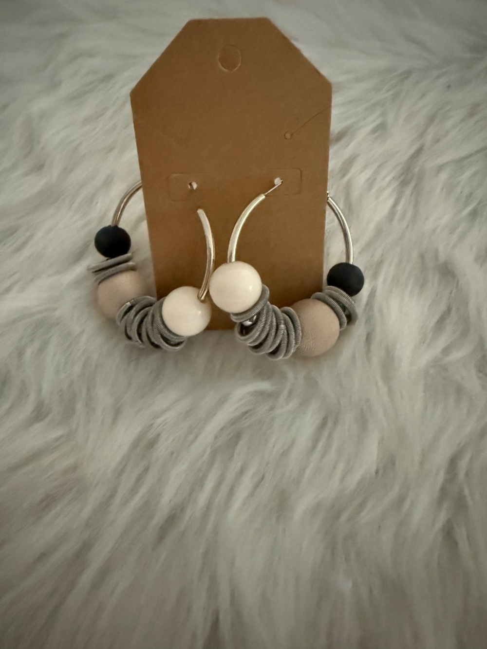 Chico's Multi-Neutral Color Beaded Round Earrings